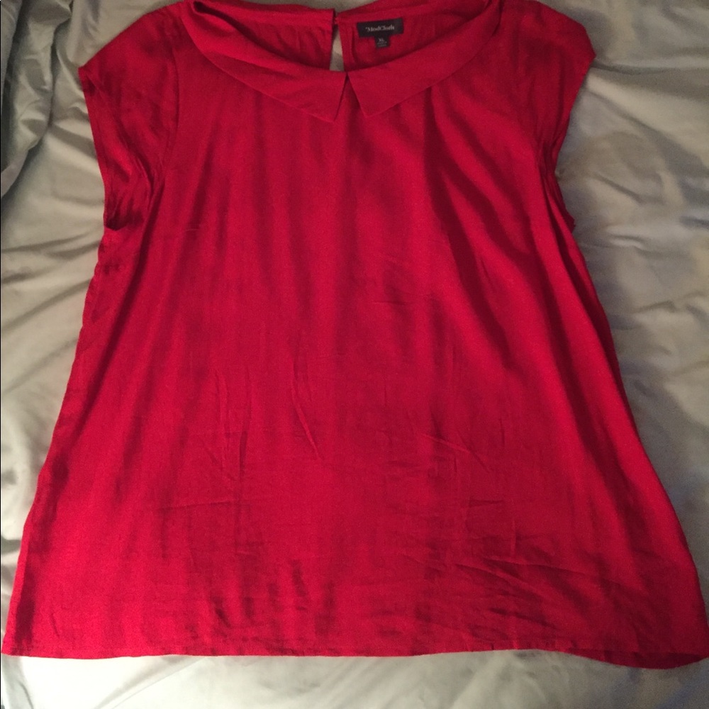 Cute red ModCloth short sleeve blouse retro